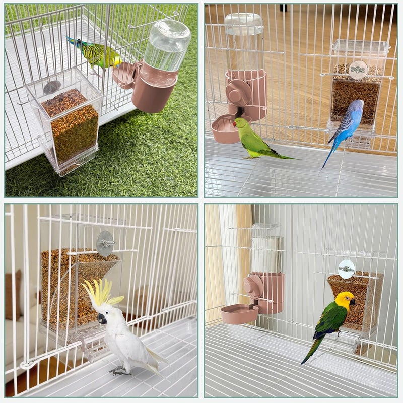 lemtrflo No Mess Bird Feeder Water Dispenser Set, Bird Feeder for Cage, Cage Accessories for Cockatiels, Finches, Budgies and Canaries - Image 4